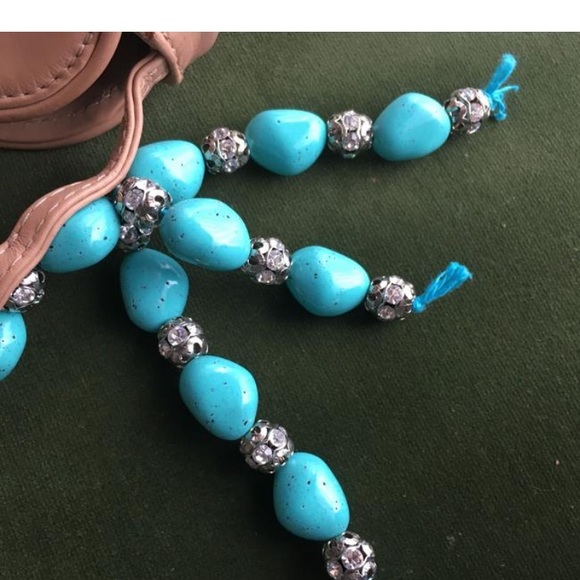 Giuseppe Zanotti Leather Bag w/turquoise Handle Shoulder Bags